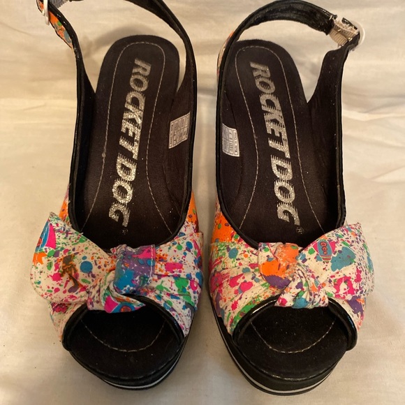 Rocket dog wedge heels paint spatter size 7 - Picture 2 of 13